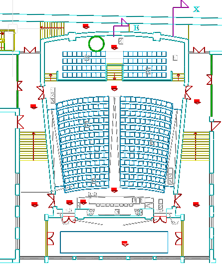 Pianta dell’Aula Magna Bruno Zevi su fondo bianco