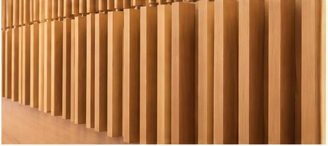 Dettaglio diffusori acustici RPG in legno