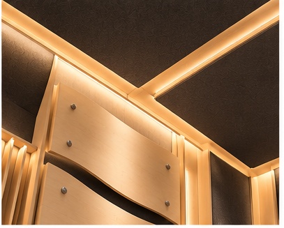 Dettaglio del trattamento acustico a soffitto
